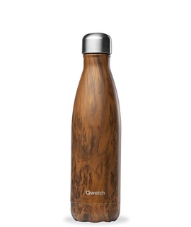 Qwetch Thermosfles inox bruin hout 500ml - 10112